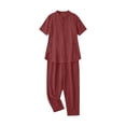 thumbnail image 5 of Cekizud 2 Piece Sets for Women Linen Blend Short Sleeve Tunic Top and Wide Leg Pants Casual Outfits Sets,Sizes S-3XL, 5 of 5