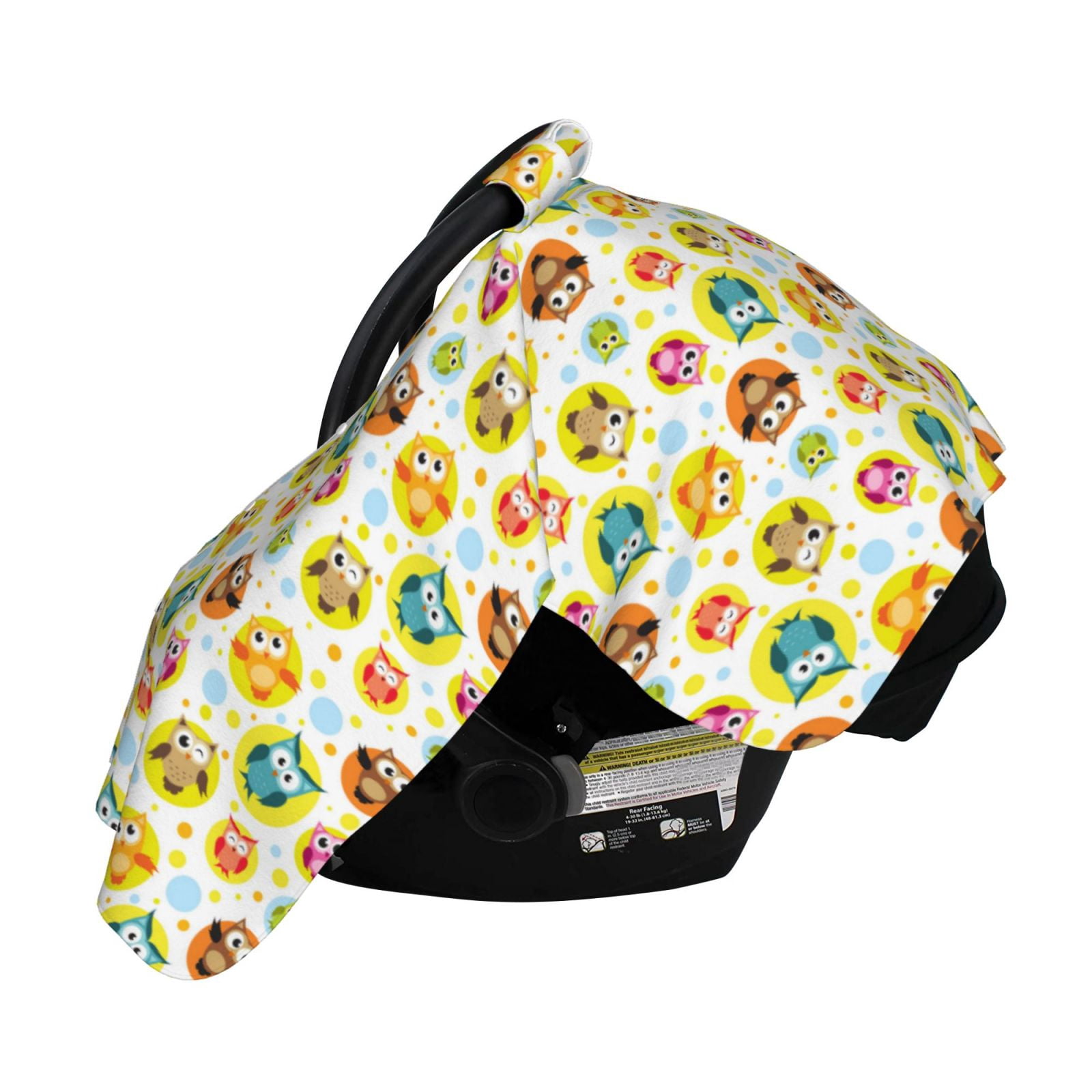 Naloa Colorful Owls 1 Baby Car Seat Cover, Breathable Baby Carrier Cover, Multiuse Baby Carrier Cover & Nursing Breastfeeding Cover