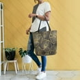 thumbnail image 4 of FORMRS Womens Canvas Tote Bag with Zipper Inner Pocket Shoulder Handbag, Black Flower Pattern, 4 of 7