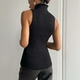 thumbnail image 4 of RMGVDSD Women's Solid Color Fashion Turtleneck Sleeveless Sweater Slim Fit Knit Tank Top Pullover Trendy Casual Fall Sweater /Black, 4 of 6