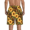 thumbnail image 3 of Yiaed Yellow Black Plaid Sunflower Print Men's Swim Trunks with Lining Quick Dry Sports Shorts Beach Shorts Boardshorts-Large, 3 of 5