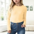 thumbnail image 2 of UAYOTSE Girls Cotton Long Sleeve T-Shirt Toddler Comfort Soft Thick Basic Crewneck Tee Tops(R35-Light Yellow,3-4 Years), 2 of 7