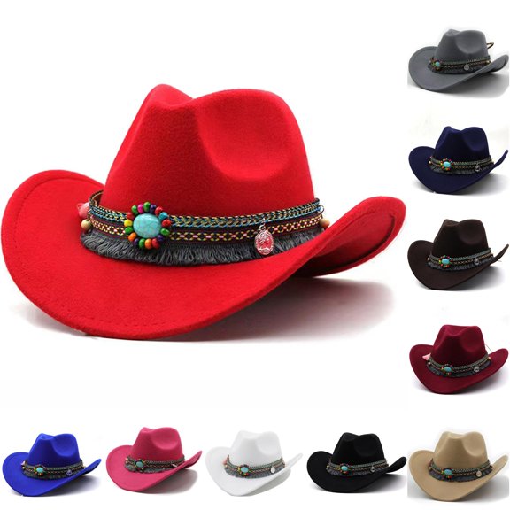 SUXIAN Kids Mini Cowboy Hat Stylish Fedora Boater Brim Classic British Western Party Boys Girls 54CM