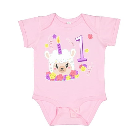 

Inktastic First Birthday- Cute Llama Cake Gift Baby Boy or Baby Girl Bodysuit