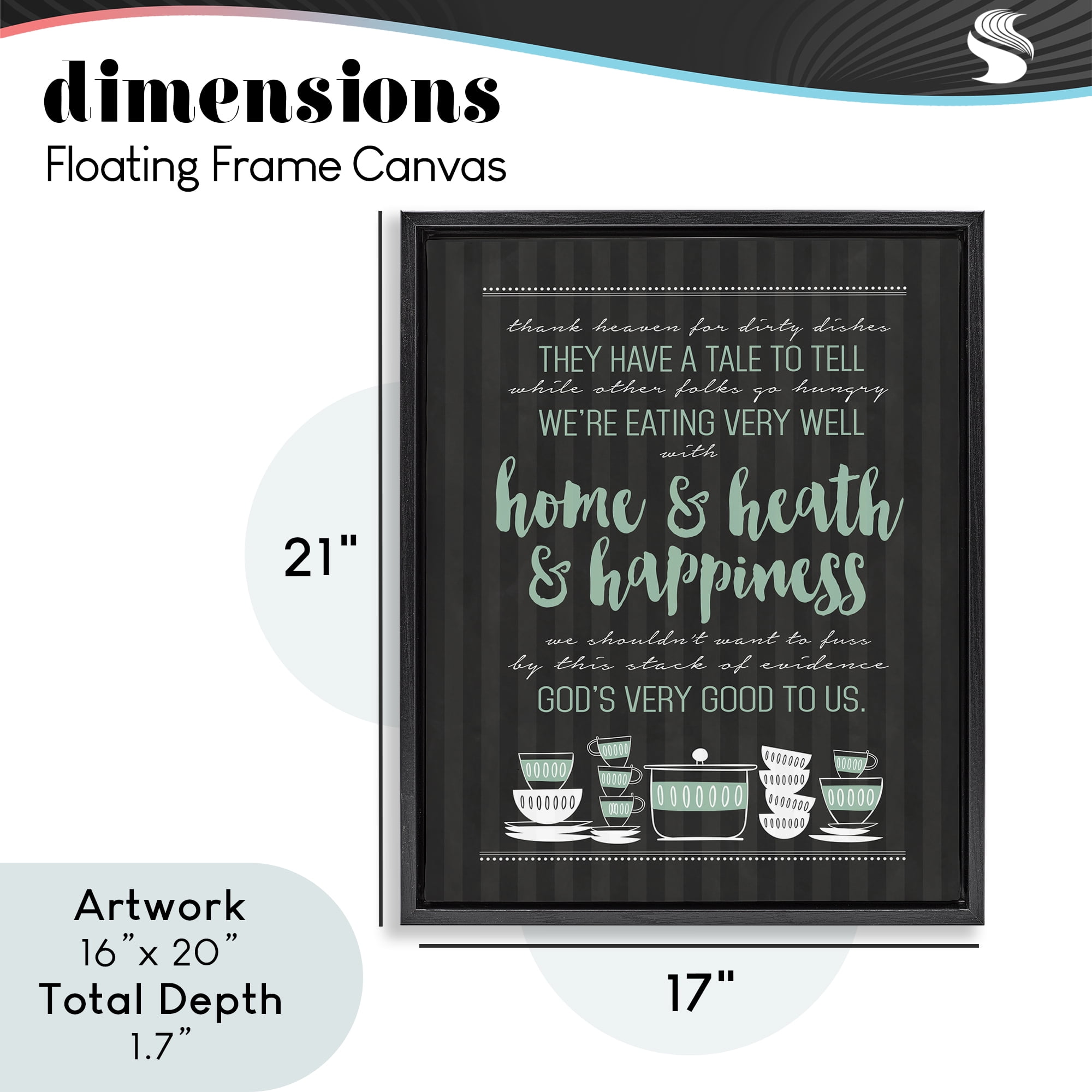God's Good To Us Kitchen Black Framed Floater Canvas Wall Art, design by Lettered and Lined