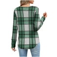 thumbnail image 4 of YUGYXL Women's Fashion Tunic Shirts V Neck Plaid Button Up Tops Long Sleeve Irregular Casual Comfort T-Shirts Green XXL, 4 of 8