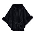 thumbnail image 2 of Sexlip Women’s Faux Fur Trim Cape Shawl Elegant Soft Wrap Coats for Fall Winter Fashion Style Warm Pashmina Cape Black L, 2 of 9