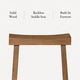 thumbnail image 5 of Maven Lane Vincent 26 Inch Tall Counter Height Backless Rectangular Saddle Barstool in Antiqued Natural Finish with Rustic Wood Top Seat, Set of 2, 5 of 11