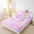 thumbnail image 3 of Erosebridal Kawaii Cute Unicorn Full Size Sheets，Pink Clouds Cute Stars Bed Sheets For Kids Girls 4pcs, 3 of 6