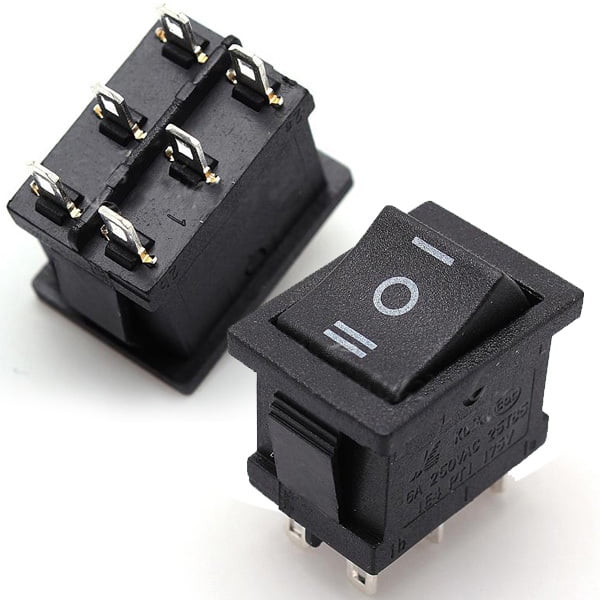 5x Latching On/Off/On Large Black Rectangle Rocker Switch Car Dash 6Pin DPDT 12V 
