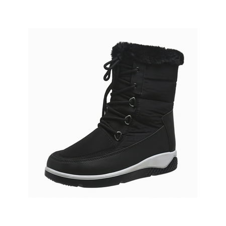 

Ymiytan Womens Breathable Mid Calf Boot Walking Non Slip Plush Lining Casual Snow Boots Black 7