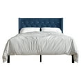 thumbnail image 4 of Castle Place Button Tufted Wingback Velvet Upholstered Bed, Navy Blue, Full, 4 of 8