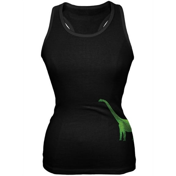Brachiosaurus Dinosaur Distressed Black Juniors Soft Tank Top