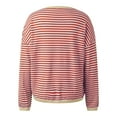 thumbnail image 4 of vigerkar Long Sleeve Shirts for Women Casual Spring Crewneck Striped Color Block Shirt High Low Pullover Tops Watermelon Red, XL, 4 of 4