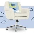 thumbnail image 2 of Serta Ashland Office Desk Chair, Button Tufted Mid-Back, Memory Foam Cushion, Chrome Swivel Base, Ivory, 2 of 10
