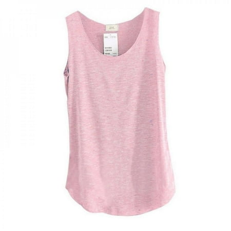 

Final Clear Out! Tank Top Loose Cozy Cotton Sleeveless Scoop Neck Longline Dolphin Hem Draped Long Vest for Women Pink