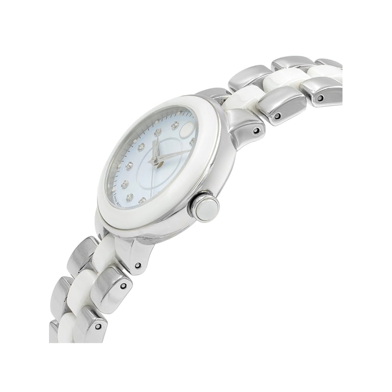Movado Cerena White Dial Diamond Steel Ceramic Ladies Quartz 