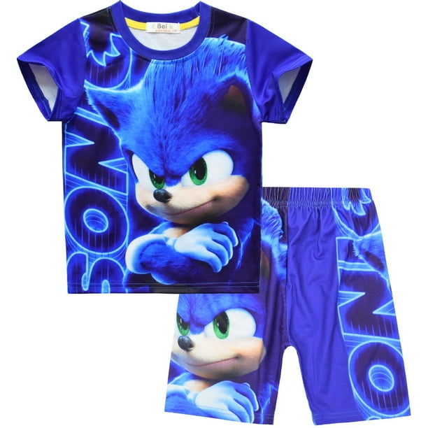 Cartoon Sonic The Hedgehog Halloween Cosplay Disfraz Para Niños Niño Camiseta + Pantalones Cortos Conjunto De Dos Piezas Regalo De Cumpleaños