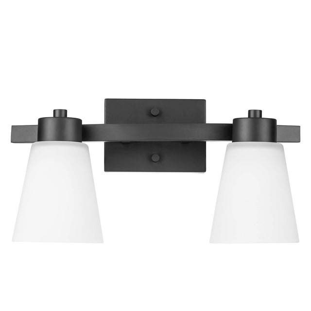 Prominence Home Fairendale 2 Light Matte Black Bathroom Vanity Light with Frosted Glass