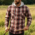 thumbnail image 2 of YODETEY Men’s Hooded Plaid Flannel Shirt Jacket, Midweight Casual Long Sleeve Plaid Shacket, Big and Tall ,Size M-4XL, 2 of 7