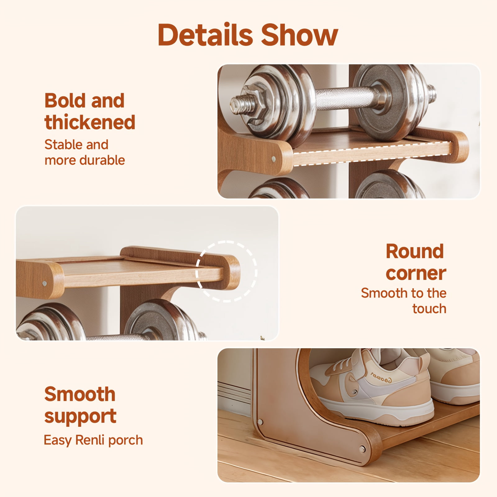 7 & 8 Tier Bamboo Wood Grain Square Shoe Rack, Anti-Wobble Freestanding Vertical Shelf, Easy Assembly Space-Saving Storage for Entryway/Dorm, Spring Household Organizer, Brown