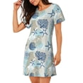 thumbnail image 2 of Vsdgher Motif Coraux d'Algues et Coquillages Chemise de Nuit à Manches Courtes Col Rond Mignonne Robe de Nuit Confortable, 2 of 6