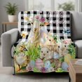 thumbnail image 2 of Easter Blanket Soft Cozy Warm Throw Blanket for Couch, Plush Fuzzy Flannel Fleece Blankets for Sofa, Spring Rabbit Sheep Duck Eggs Plants Black Plaid Bed Blankets Lightweight Gifts for Women, 50"x60", 2 of 9