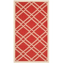 SAFAVIEH Courtyard Jasper Geometric Bordered Indoor/Outdoor Area Rug, 2'7" x 5', Red/Bone