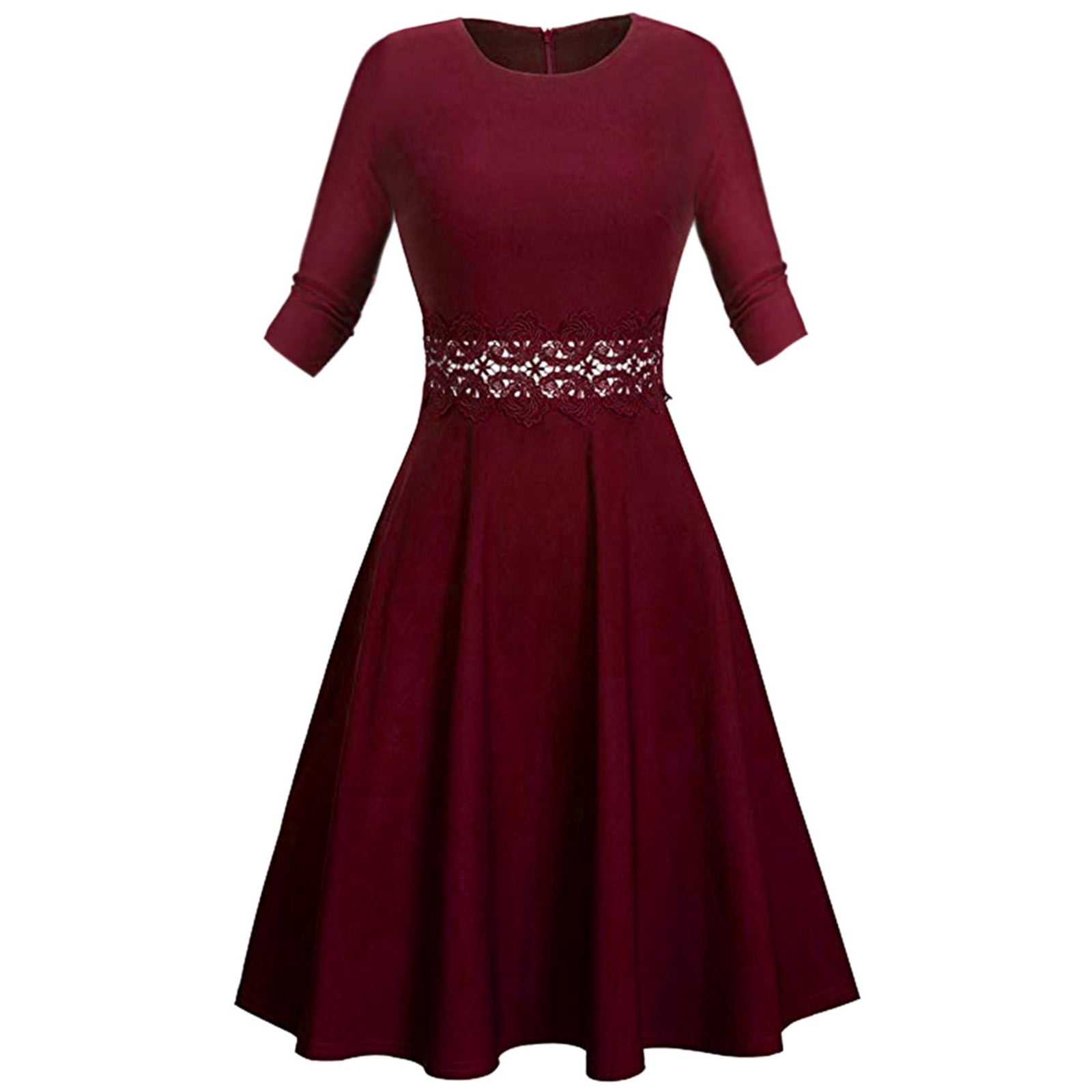 Dresses For Women O Neck Short Sleeve Half Sleeve Elegant A Line Party Wedding Guest Swing Cocktail Dress Walmart Com