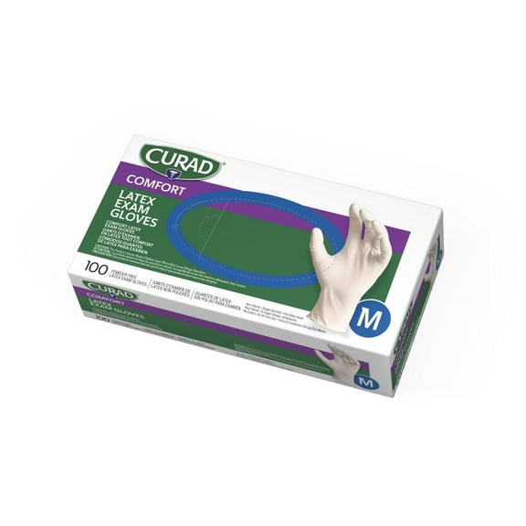 Curad Exam Gloves Latex 100ct Size Medium