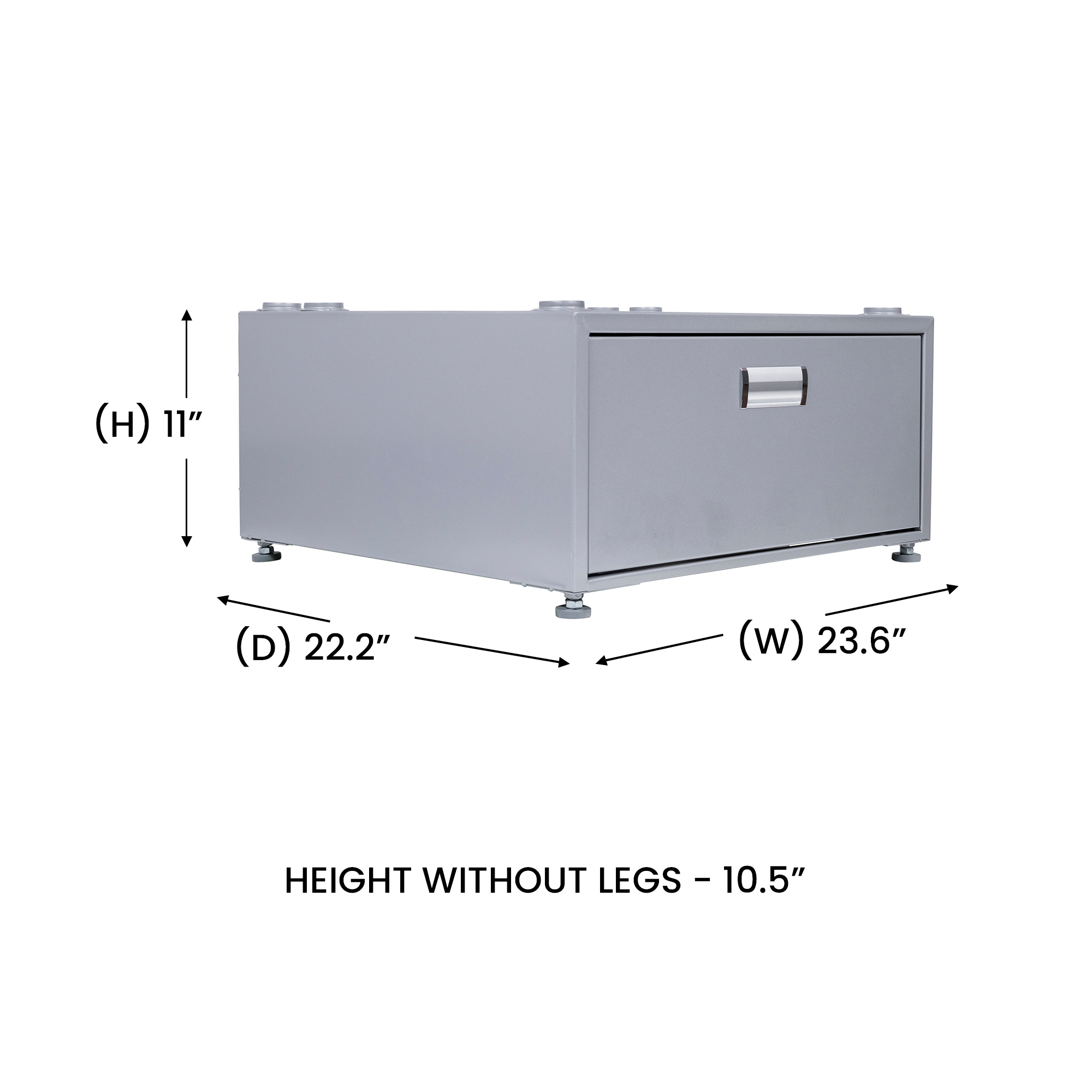 Equator 24in Laundry Pedestal 11in tall + Rollout Storage Drawer Adjustable feet