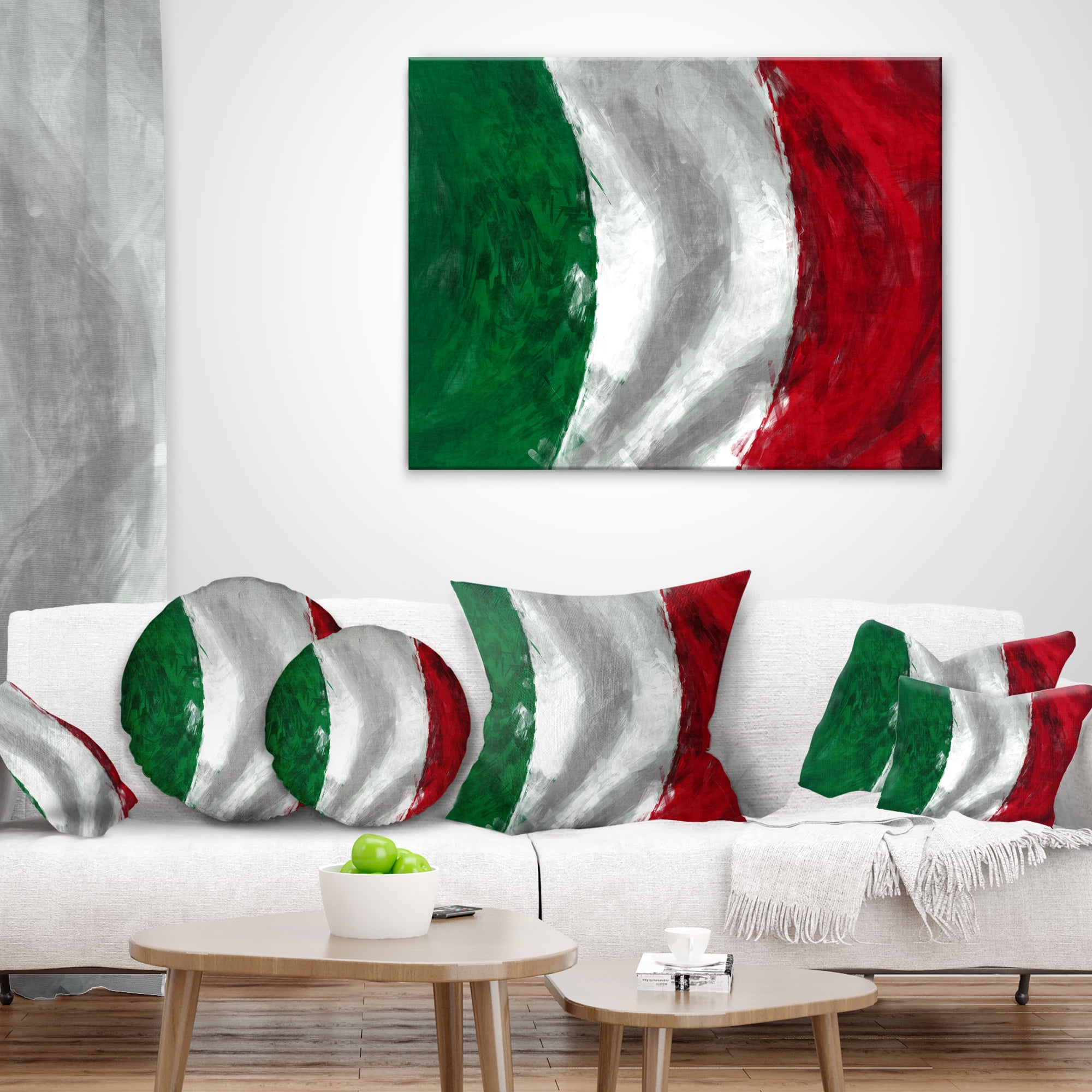 Designart Italy Flag - Contemporary Throw Pillow - 18x18