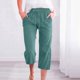 thumbnail image 2 of Pantalones de cintura alta y pierna ancha con cordón para mujer - Pantalones rectos elásticos de poliéster con bolsillos, 2 of 5
