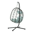 thumbnail image 4 of Gray Egg Chair with Stand, Indoor Outdoor Hanging Swing Chair for Patio, Balcony & Living Room – PE Wicker & Steel Frame (38.6"W x 76.8"H), Foldable Design, 4 of 12