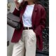 thumbnail image 5 of Blazer para Mujer, Informal, de Negocios, de Larga, con Solapa y Abertura Frontal, para Trabajo y con Bolsillos. Vino Tinto XL, 5 of 8