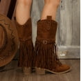 thumbnail image 6 of XIMIN Women Fringe Cowgirl Boots Knee High Boots Embroidered Cowboy Boots Stud Square Toe Mid Calf Western Boots with Chunky Heel Comfort Tall Western Boots, 6 of 6