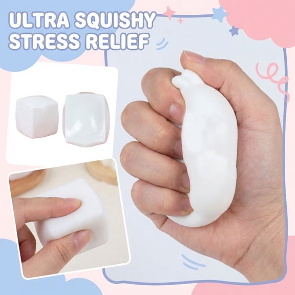 Dough Ball, Tofu Stress Balls, Squishy Toys，Slow Rising Stress Toys, Shapeable Plastic Squeeze Toys, Portable for All Ages