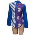 thumbnail image 5 of Women's Sarah Lynn Printed Blue Skull Shirt Blue Button-up Long Sleeve Striped Shirt Uniform, 5 of 7