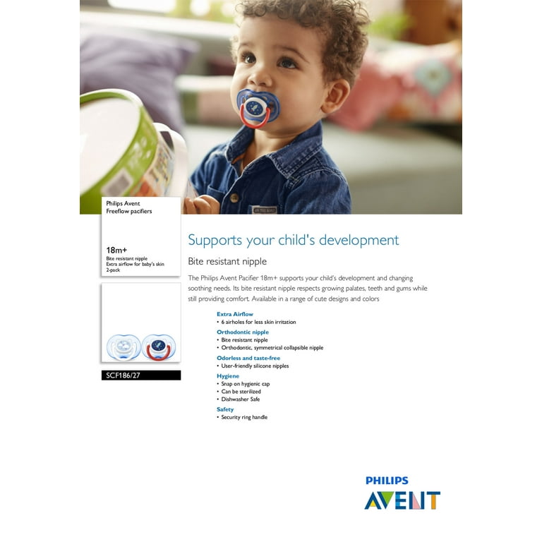 AVENT 2 SUCETTES FREEFLOW AEREE 18 M +