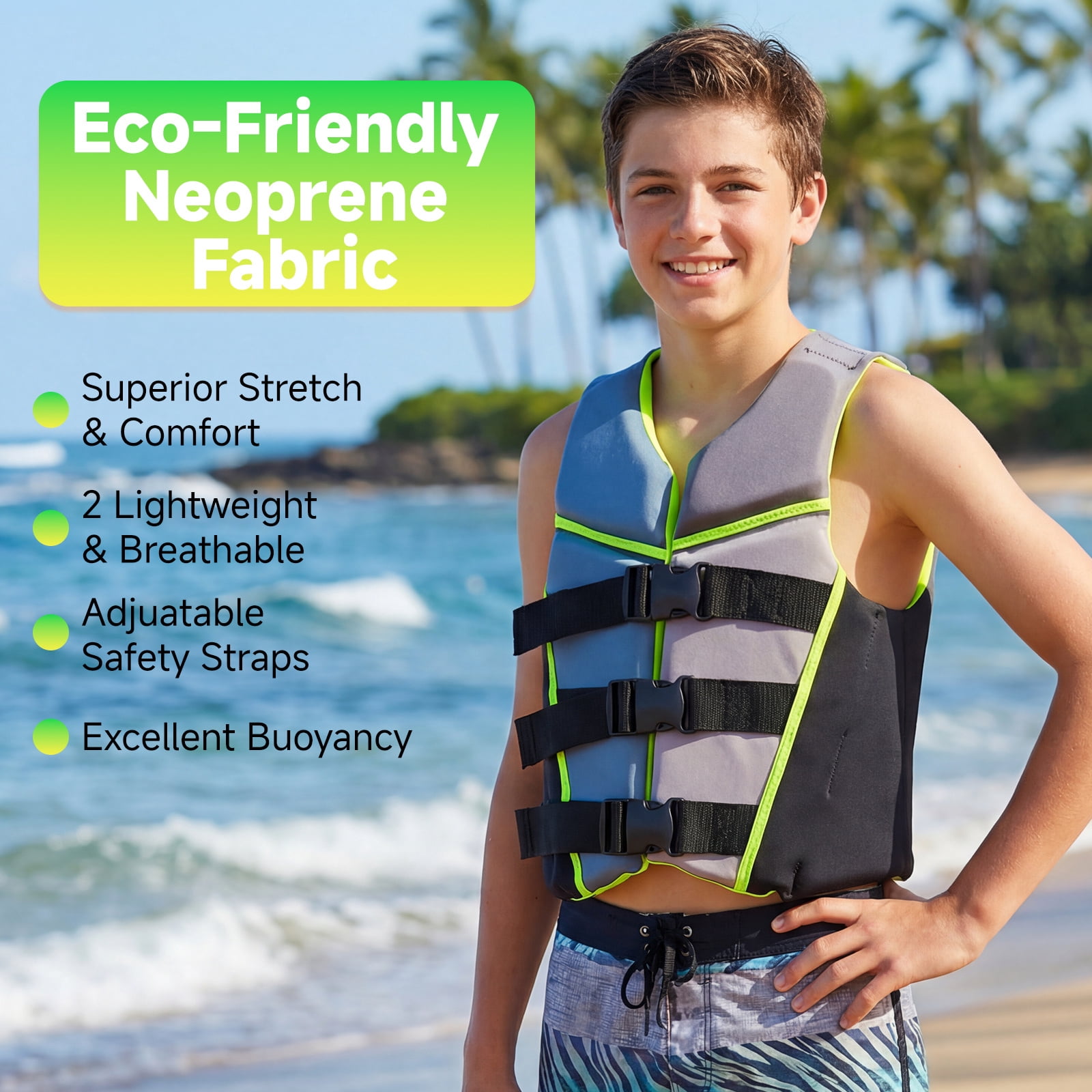 Kids Swim Vest Life Jacket Youth,Adjustable Flotation Buoyancy Swimsuit Trainer Vests,Swimming Aid Jacket for Boys Girls,Kayaking Fishing Sailing,Fit for 50-125 lbs