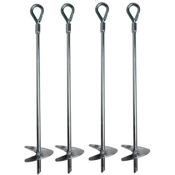 Ashman Online, Galvanized 18 inches Ground Anchors, Metal Shaft Is 2/5 Inches in Diameter, Ideal for Securing Animals, Tents, Canopies, Sheds, Car Ports, Black Color, Swing Sets (4Pack)