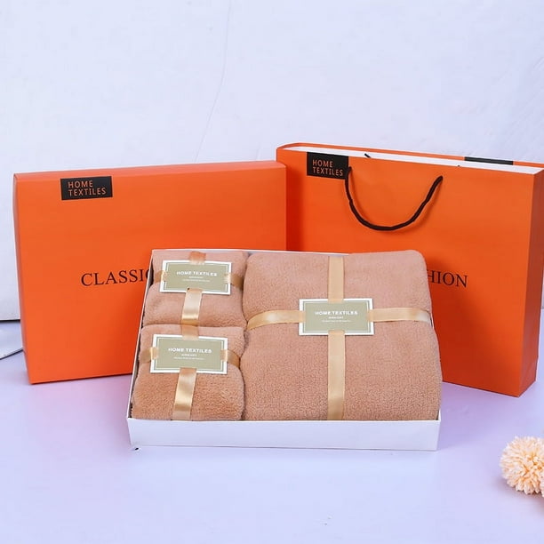 Toalla de moda Toalla de baño Juego de caja de regalo de 3 piezas Toalla de regalo para el hogar Agrandar Absorbente espesa