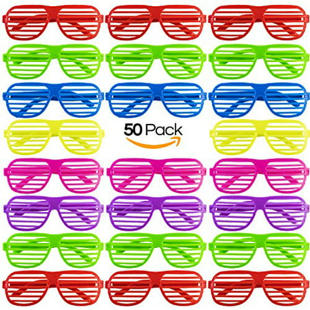 Mega Pack 50 Pairs of Plastic Shutter Shades Glasses Shades Sunglasses Eyewear Party Favors and Party Props Assorted Colors