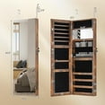 thumbnail image 2 of CZMJY Jewelry Cabinet Wall or Door Mounted, Hanging Lockable Jewelry Armoire Storage with Full Length Mirror, Interior Makeup Mirror, Over the Door Jewelry Organizer Box with Mirror, Rustic Brown, 2 of 10