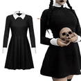 thumbnail image 2 of Disfraz de cosplay de la película La Familia Addams Miércoles Addams vestido negro, 2 of 4