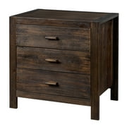 Ktaxon Solid Wood Nightstand with Outlets & USB Ports, 3 Drawer Traditional Cottage Bedside Table, Brown