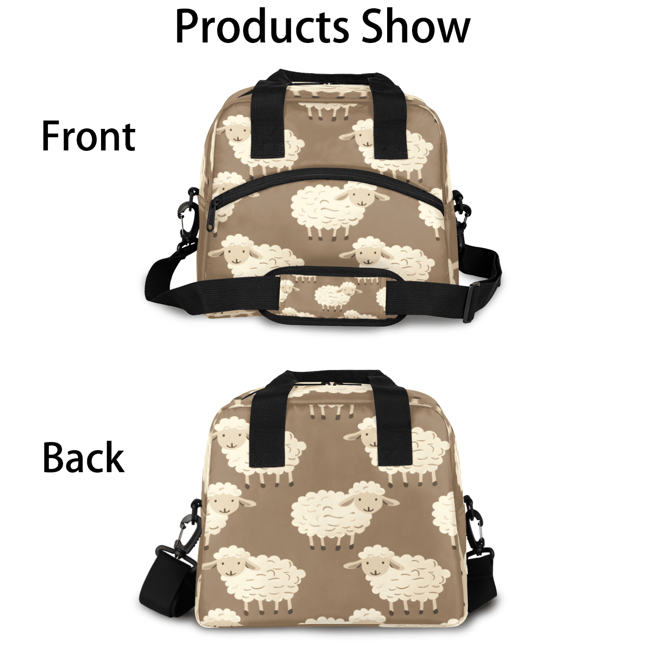 Herdesigns Sheep Insulated Lunch Bag for Women Men Adults Large Reusable Lunch Box Cute Cartoon Leakproof Cooler Tote Bags with Adjustable Shoulder Strap