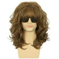 thumbnail image 2 of California 70s 80s Rocker Wig Men Women Long Curly Dark Brown Halloween Costume Anime Wig, 2 of 5