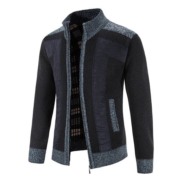 Gibobby Sueter para hombre con cierre completo Sueter para Hombre, Cómodo y Elegante con Diseño de Figuras en Pecho e Interior de Polar(Marina,XG)