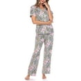 thumbnail image 2 of White Mark Women's Short Sleeve & Pants Tropical Pajama Set, 2 of 10